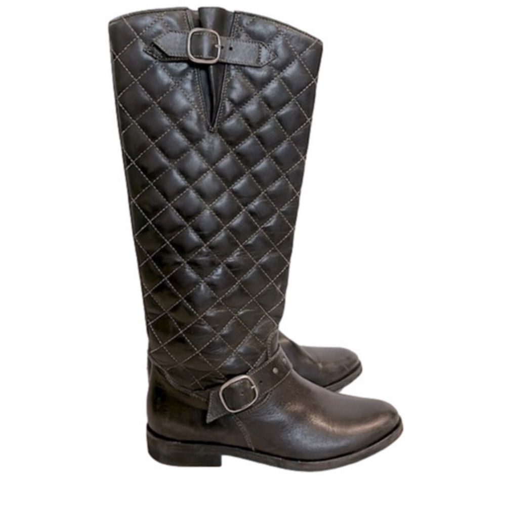 Golden Goose Black Quilted Leather Riding Boots Sz 36 US 6 Tall Knee High Italy